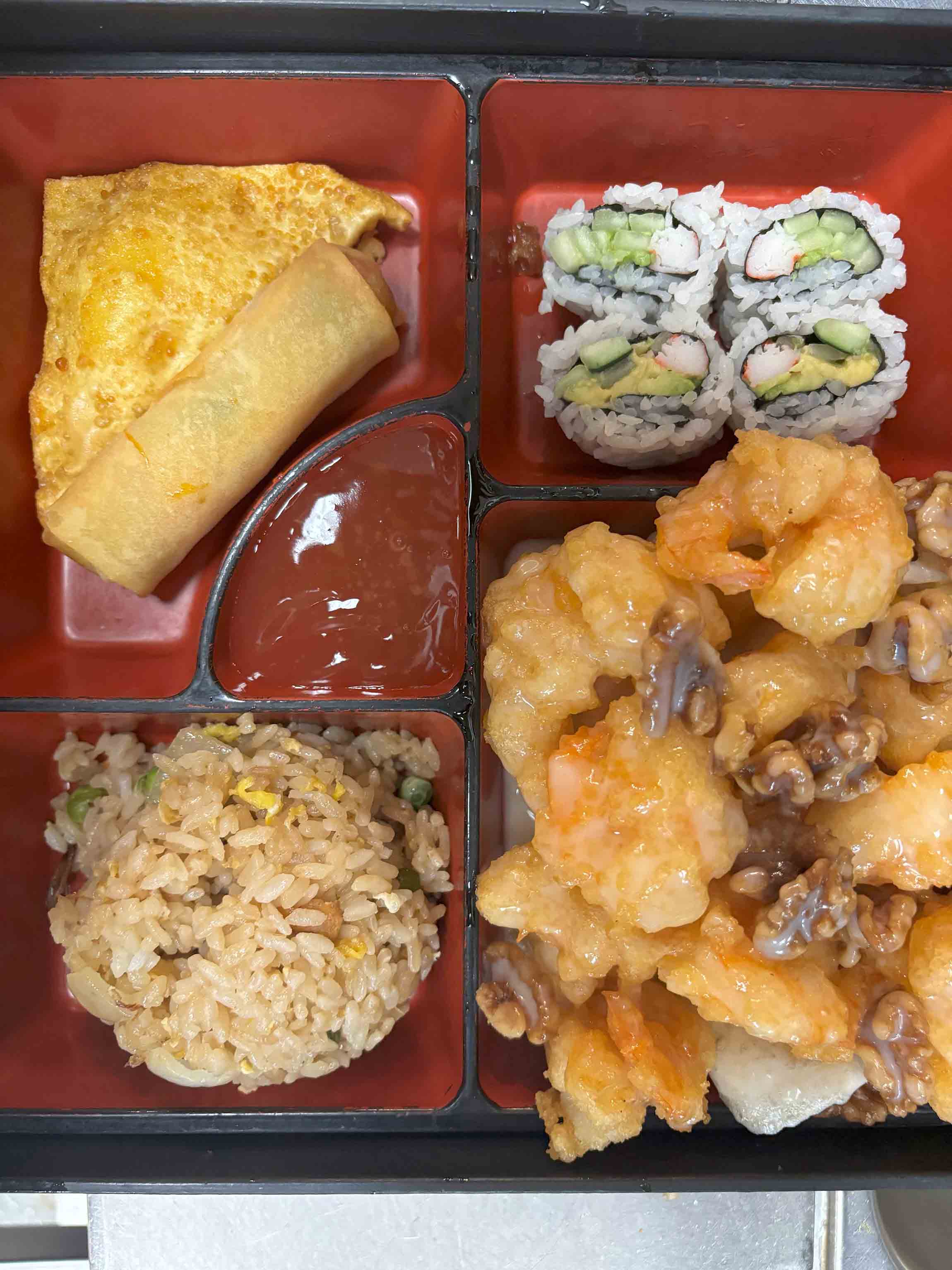 Coconut Shrimp with Honey Walnut Bento Box